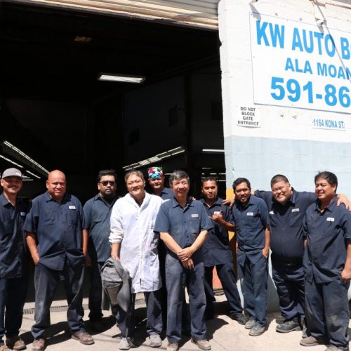 K.W. Auto Body Ala Moana Repair Facility and Staff